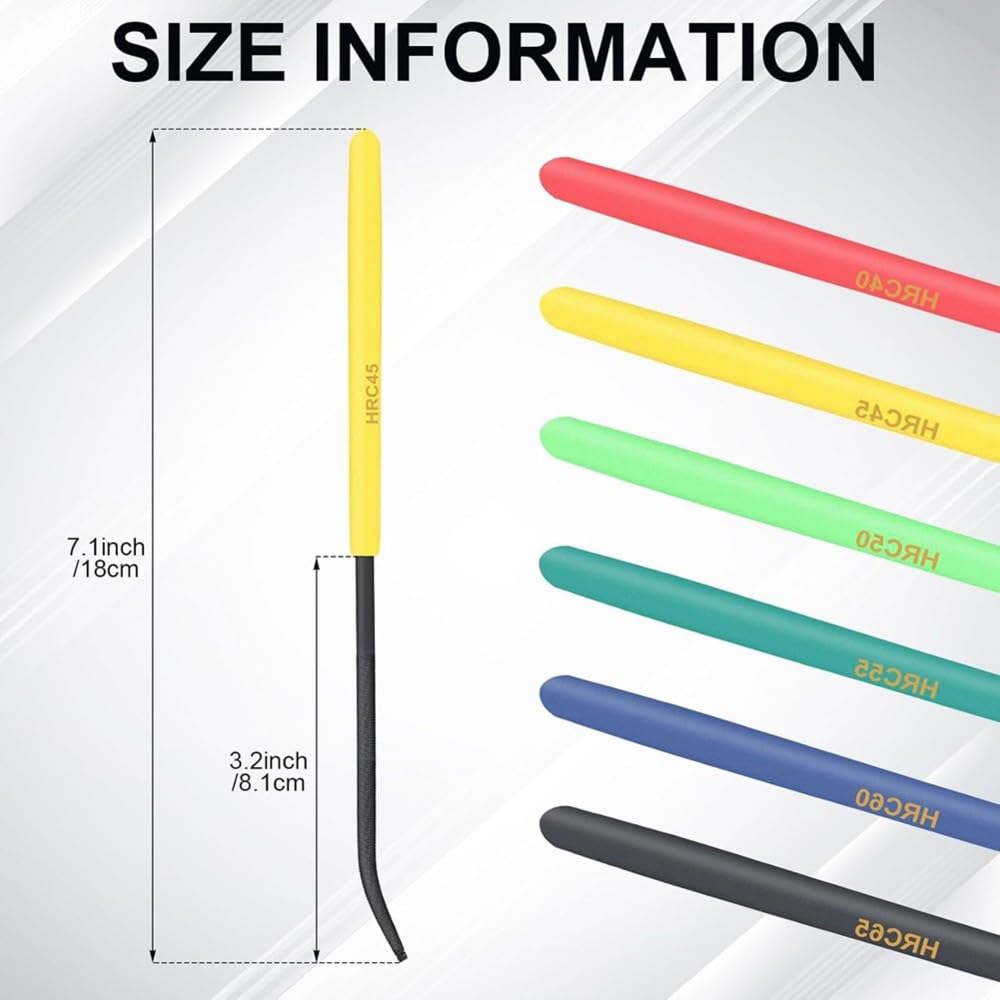 Juego de 6 Limas de Dureza de 7.1" HRC40- HRC65 Kit para Comprobar la Rigidez del Metal con Bolsa de Tela Oxford.