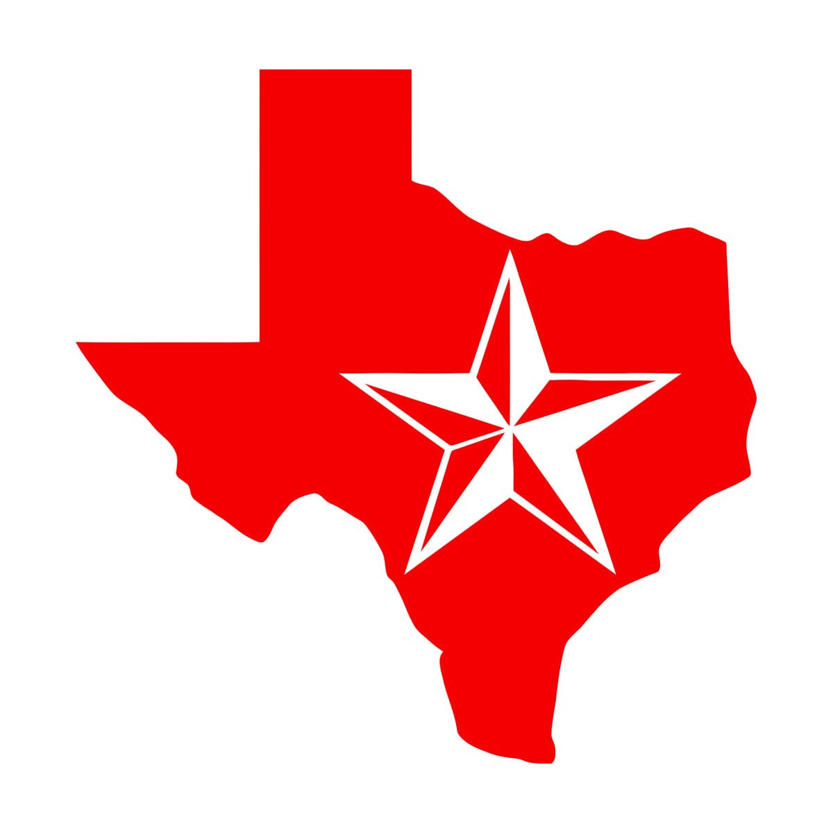 Texas Map Star The Lone Star US State Wall Decals PVC 81x82.8cm Multiple Size Options Extra Large red