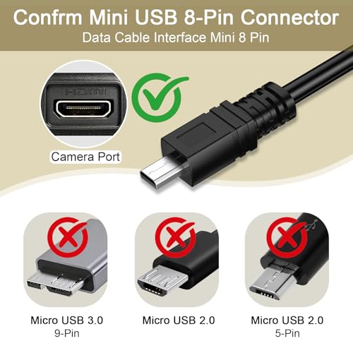 Image of Camera Cable for Nikon Coolpix L D P Series, UC-E6 E16 E17 Compatible, 2-in-1 Data Transfer and Charging Cord for Nikon D3300 D750 D5300 D7200 D3200 L340 S9100 L830 L810 L32 A10 P520, Panasonic LUMIX