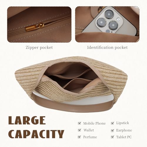 Bolso Tote tejido de paja para mujer miniatura 6