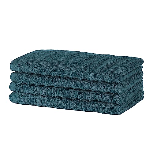 Merana OSLO Handtuch Set | schnelltrocknend, weich & fusselfrei | Frottier Luxus Qualität | 100% Baumwolle Frottee | OEKO-TEX | 590 GSM | Gästetuch & Gesichtstuch Petrol Grün (4 x Gästetücher 30x50cm)