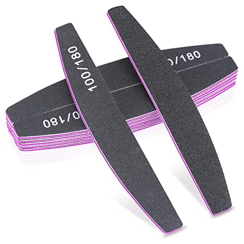 Nail Files, Professional Nail File,12PC 100/180 Grit Double-Sided Emery Board Nail File Set, Washable Nail Files Tools for Manicure (Black) Cover