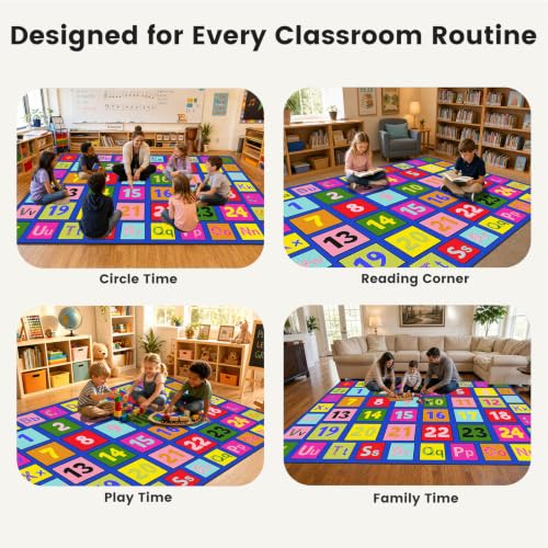 ABCarpet Number Classroom Rug for Kids, 7'6''x13'1'' Durable Nylon Classroom Seating Rug with Non-Slip Backing, School Carpet for Circle Time, Preschool, Daycare, Playroom, Learning & Reading Area - image 5