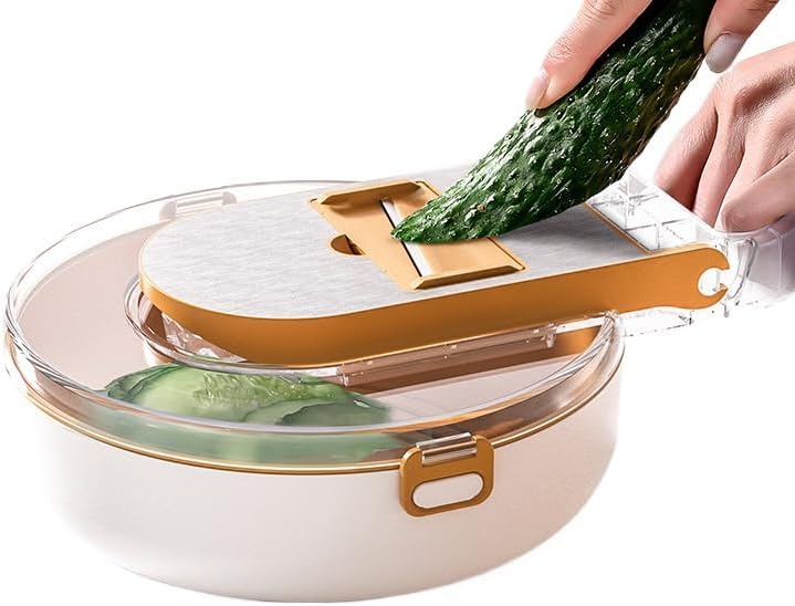 Twelve Piece Multi-Functional Vegetable Chopper For Potatos,Carrots,Cucumbers,Onion and Fruit Kitchen Supplies Drain Basket (Orange)