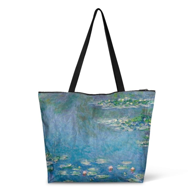 Image of Art Lover Zippered Tote Bag Waterproof Large Work Tote Bags, Artwork Women's Purse Handbags Travel Totes
