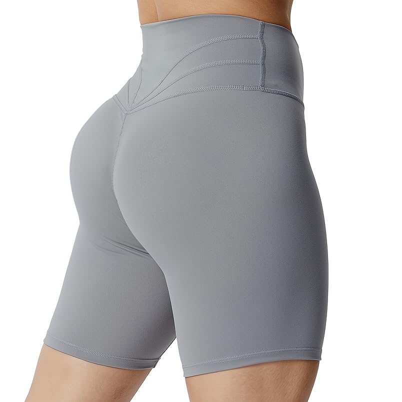 Aoxjox Trinity Workout Biker Shorts for Women Tummy Control High Waisted Exercise Athletic Gym Running Yoga Short 6": Grey X-Large