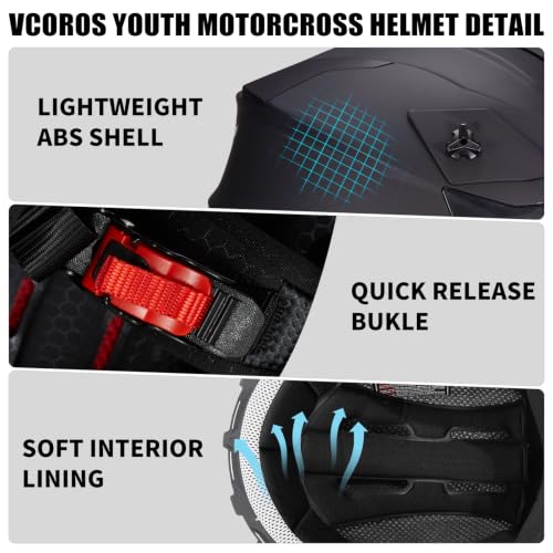 Image of VCOROS Youth Kids Dirt Bike Helmets,Kids Motocross Helmets DOT Approved