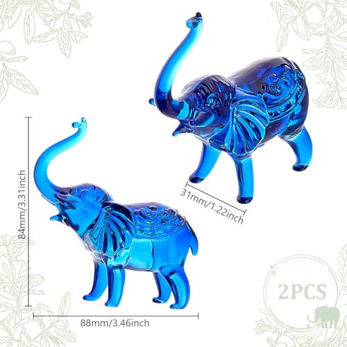 Sculpture d'éléphant en cristal bleu : objet de collection pour salon - 3