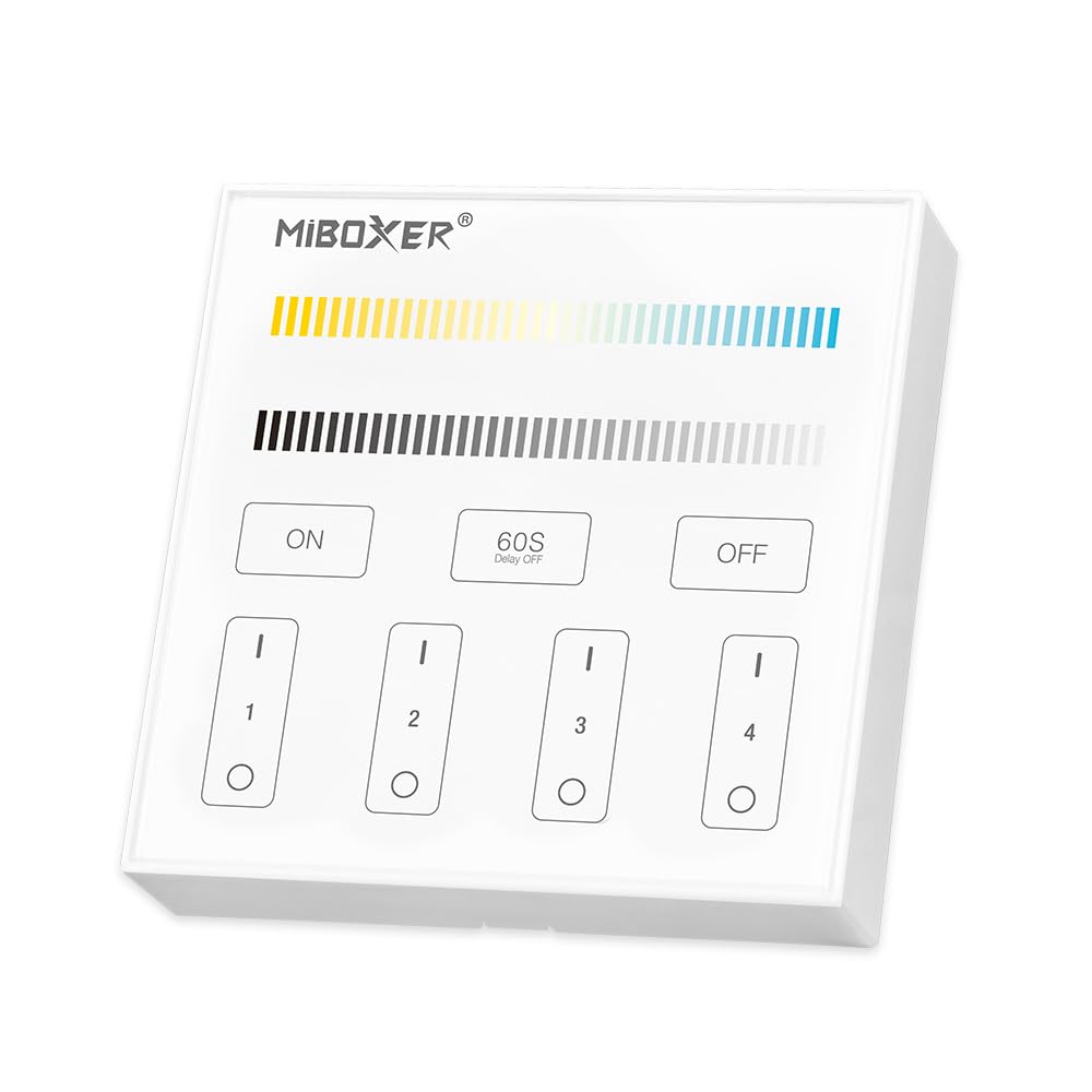 MinxueMiboxer B2 4-Zone Panel Remote(Color Temperature) Battery Powered Free Installation Without Wiring Magnetic Holder