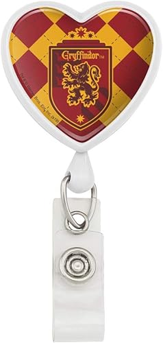 Harry Potter Gryffindor Plaid Sigil Heart Lanyard Carrete retráctil Soporte para tarjeta de identificación