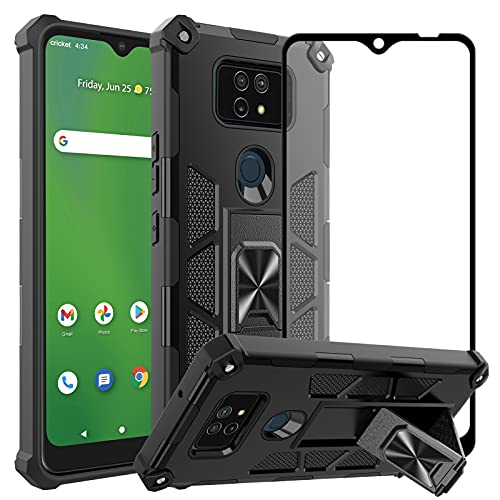 Ailiber Case Compatible with Cricket Ovation 2, AT&T Maestro Max Case with Screen Protector, for Magnetic Car Mount, Kickstand Holder, Heavy Duty Full Body Protective Cell Phone Cover-Black