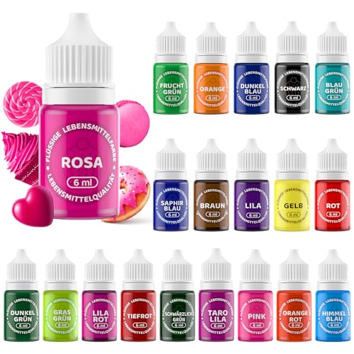 Wwtop Coloranti Alimentari 20 Colori - Liquido Colorante Alimentare Food Coloring per Cuocere Torte, Macarons, Glassa, Fondente, Ciambelle, Biscotti - Flaconi di 6 ml