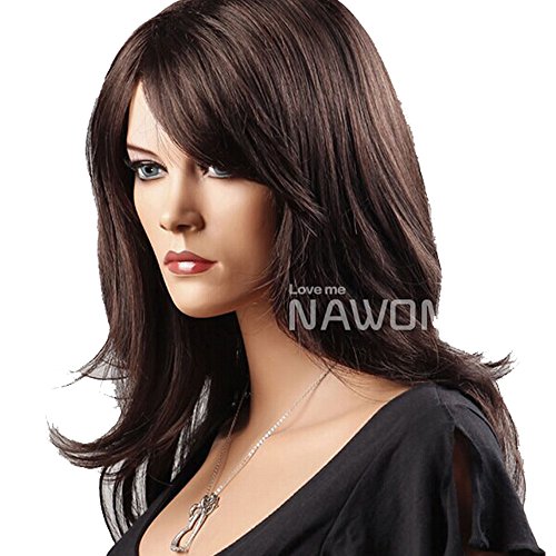 HSG 100% Kanekalon Wigs for Medium Long Hair Wig for Women Dark Brown Wigs Ladies Wig Pro Wig Maker