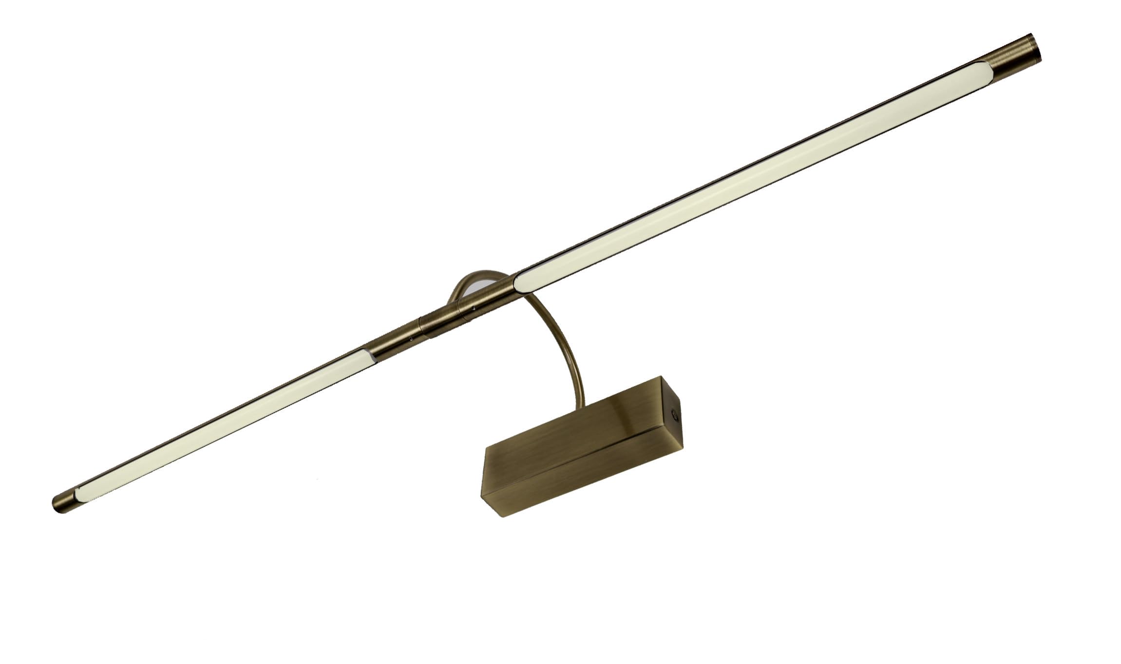 Aplique LED de pared para iluminar cuadros, espejos, 10W, luz cálida 3000K, bronce antiguo, articulado. Doble pantalla,74cm