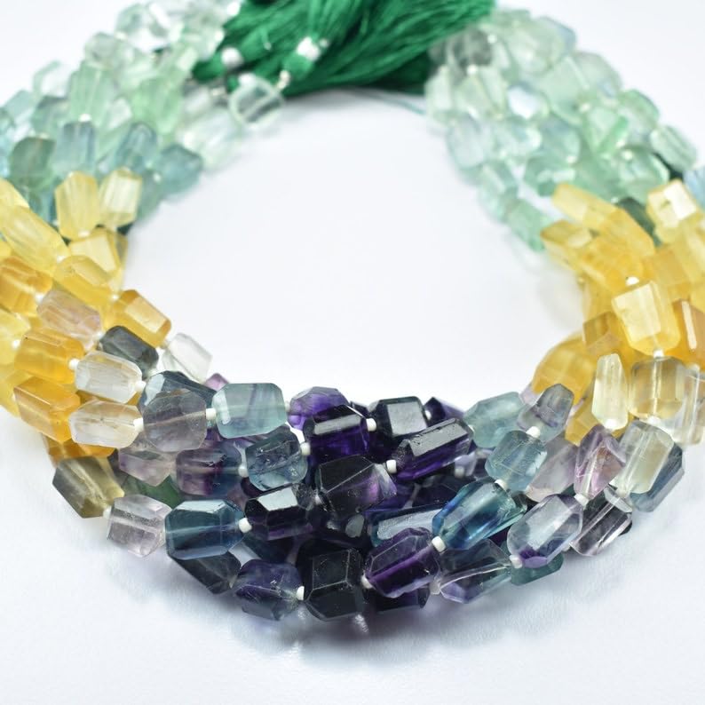 Perles en fluorite naturelle taillées pour bijoux d'exception