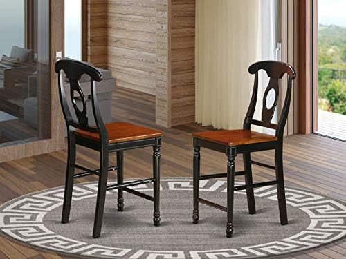 Kenley Counter Height Stools With Wood Seat In Black And Cherry Finish