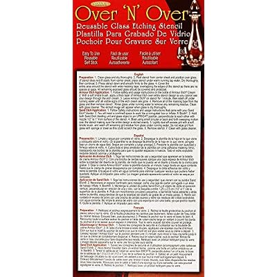 Over'N'Over Reusable Glass Etching Stencils Durable Self-Stick Designs for Glass, Mirrors, and Ceramics with Armour Etch Cream 5 x 8 Stencil Sheet - Assorted