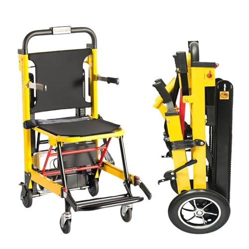 zhyunvd Carretilla Elevadora Eléctrica para Escaleras,Carretilla Elevadora Eléctrica para Escaleras,Salvaescaleras Portátil,Carga 169 Kg/373 LB,Motor De Escobillas De Carbón De 120 W Yellow