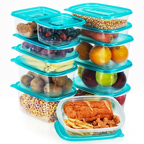 Freshly Contained 12 Piezas Recipientes para Alimentos Set de Envases para Alimentos de Plástico Libre de BPA - Botes Herméticos con Tapa para la Cocina, Alacena - Apto para Microondas/Congelador Cover