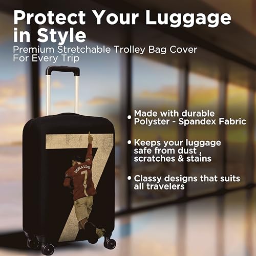Image of WanderWraps Spendex Polyester Protective Luggage Cover | Hard Luggage Trolley Bag Cover | Washable | Dust Proof | Stretchable | M - 24 inch | The Finisher