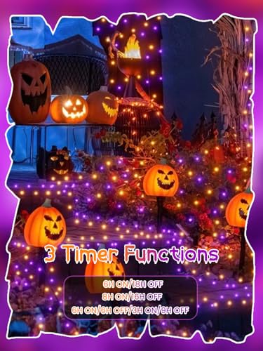 Guirnalda de luces LED Halloween 25 pies naranja y púrpura miniatura 6
