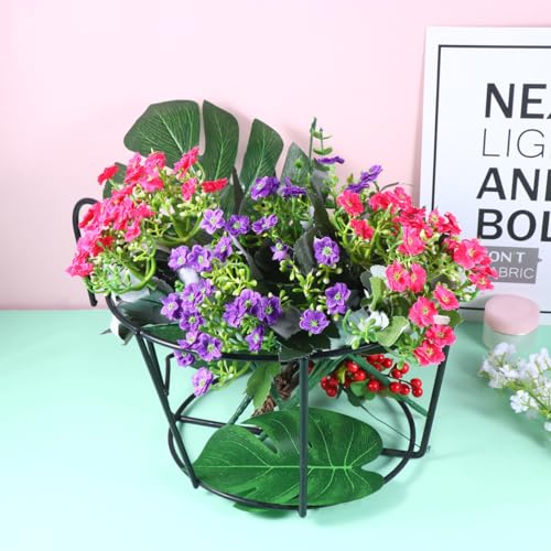 Support à Fleurs en Métal Noir Suspendu Rond Résistant - 8