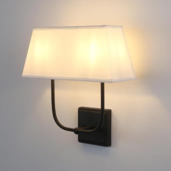 PERMO Wall Sconce Light Fixture Black Finish Double Sconce with White ...