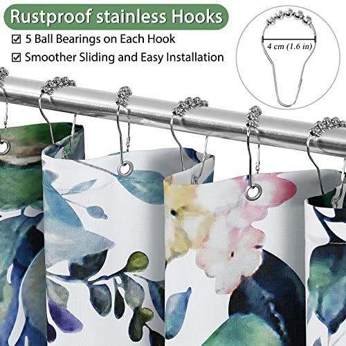 Naturoom Green Eucalyptus Shower Curtains For Bathroom Spring Plant Watercolor Leaf And Floral Shower Curtain Set With Hooks Slub Textured Fabric Water Repellent Bathroom Decor 72X72 #TOP4