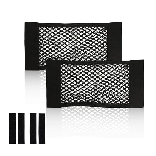 KAKKOII 2pcs Cargo Net Car Storage Net - Stretchable Mesh Pocket Net Magic Tape Universal Mesh Car Accessories Interior Organizer (S)