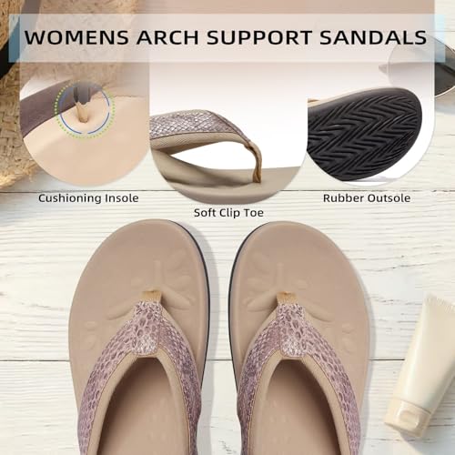 Image of Orkii Womens Plantar Fasciitis Feet Sandals, Best Orthotic Flip Flops With Arch Support, Comfortable Walking Sandals