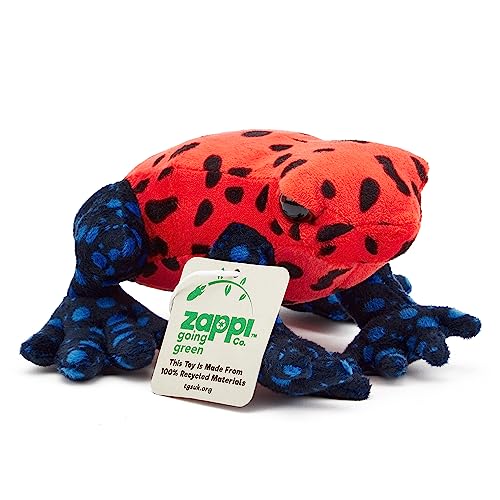 Zappi Co 100% Recycled Plush Poison Dart Frog Strawberry Red/Black Toy (15cm Length) Stuffed Soft Cuddly Eco Friendly Animals Collection for Newborns - Image 3