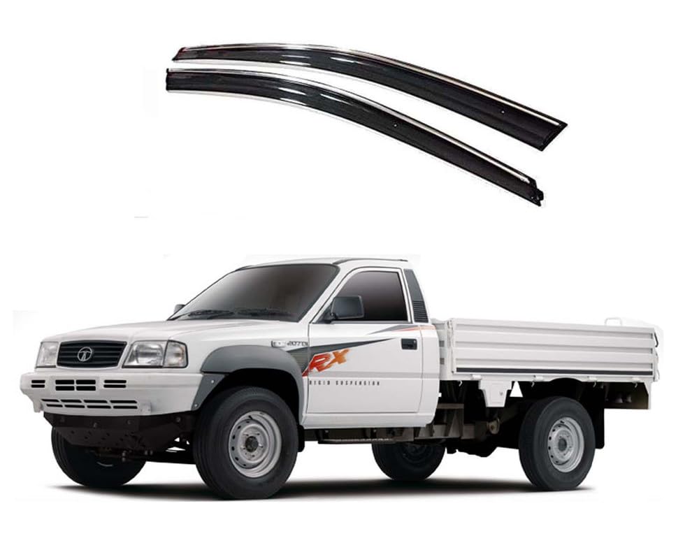 Chromeline Silverline Door Rain Visor Wind Deflector Compatible for Tata 207 DI Set of 2 Pieces