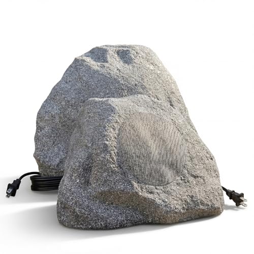 AiTURE 8' 5.4 Bluetooth Outdoor Rock Speakers, 650 Watt IPX6 Waterproof Wireless Multi-Sync up to 200 Speakers Auto-Pairing Auracast Networking Tech for Backyard Garden(Pair, Gray) (8 inch)