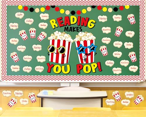 Popcorn Cutouts Reading Popcorn Classroom Bulletin Board Decorations Reading Makes You Pop Movies Themed Birthday Party Supplies for Toddler Kids Students Classroom