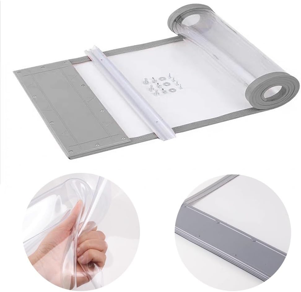 PVC Strip Curtain Kit - 2mm Thick Insulated Magnetic Door Panel - 4pcs (0.4x2.2m) for Home & Business, Auto Closing, Energy Efficient, Easy Installation, Temperature Control