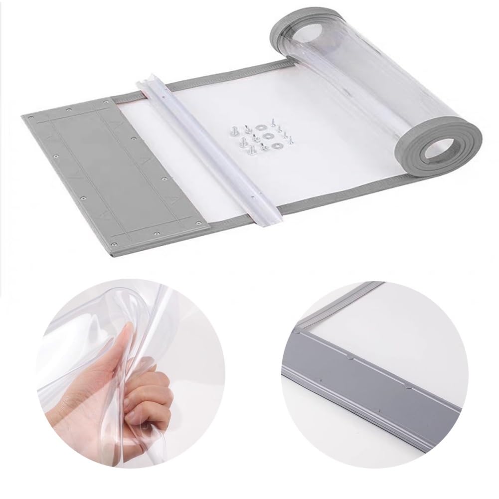Zestaw magnetycznych drzwi z PCW – 2 przezroczyste panele z aluminiową szyną do izolacji termicznej i akustycznej, komercyjna, wiatroszczelna przegroda (0,4 x 2 m)