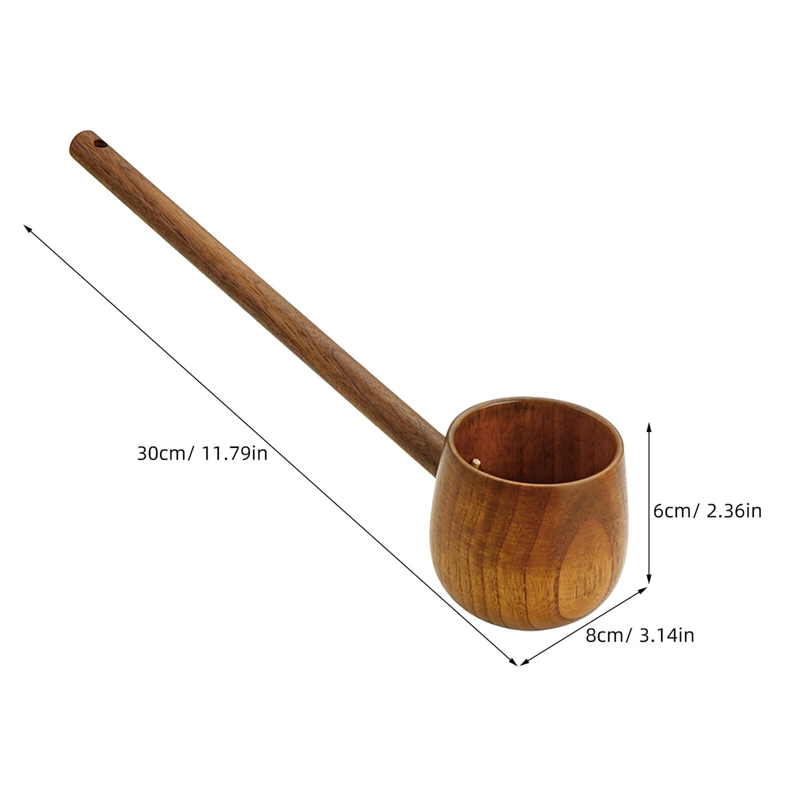 Cucharón Diseño Retro Antideslizante Mango Largo de Madera Marrón para Cocina y Jardín Adecuado para Ceremonias de Té y Riego Exterior