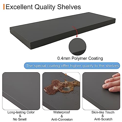 Secttio Floating Shelves For Wall, Modern Morandi Color Floating Wall Shelves Set Of 3, Waterproof Wall Mounted Shelf For Bedroom, Bathroom, Kitchen, Living Room, Laundry Room (Ash Black) #TOP4