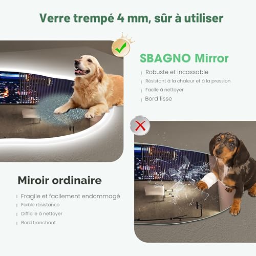 Miroir rétroéclairé S'bagno 70x100 cm avec éclairage LED variable horizontal ou vertical - 7