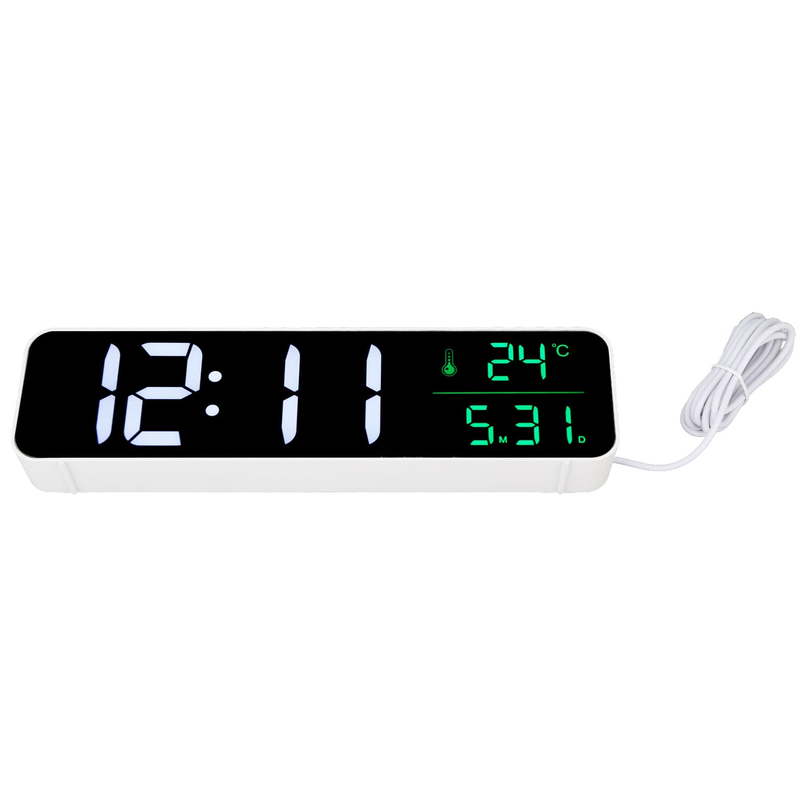 LED-Musikwecker, Großes Display mit 5 Helligkeitsstufen für (Weiß)