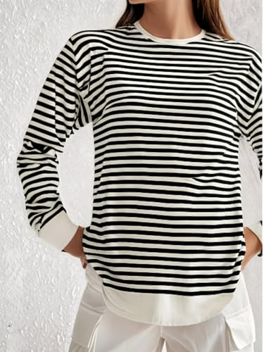 Image of MACK JONNEY Women Striped T-Shirt || T-Shirt for Women || Full Sleeve T Shirt || T-Shirt-MACK640527