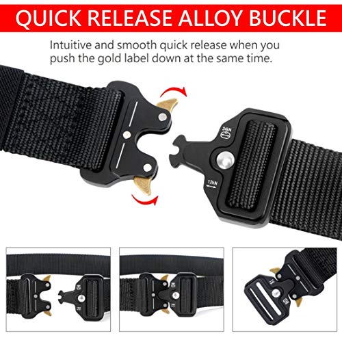 MOZETO Tactical Belts for Men, 2 PCS 1.5 Inch Military Style Nylon Work Web Mens Belt with Heavy-Duty Quick-Release Buckle2