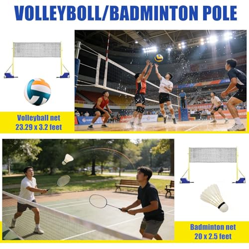 Soporte de bádminton resistente para evitar caídas con red ajustable de voleibol y ruedas 5