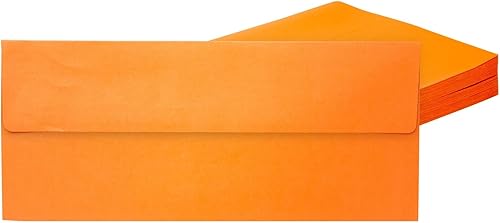 Paquete de 50 sobres de negocios naranja #10 con solapa cuadrada para correo, suministros de envío (4 18 x 9 12 pulgadas)