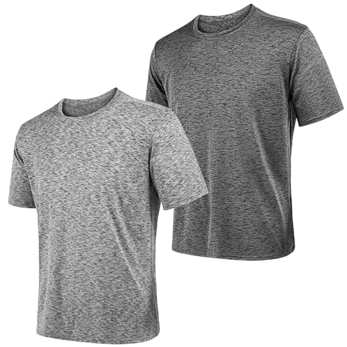2&5 Pack Men's Sports T Shirts,Crew Neck Breathable Quick-Dry Short Sleeve, Lightweight Gym Tee for Athletic Running Casual