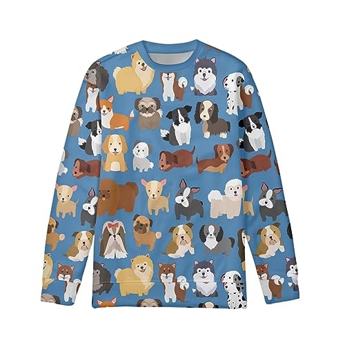 ZPINXIGN Kids Cute Clothes Girls Sweatshirts Crew Neck Long Sleeve Active Tops Size 11-13 Years Old School Outfits Fall Winter Comfy Pullover Shirts,Blue