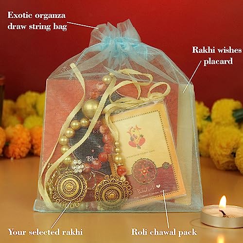 Image of TIED RIBBONS Rakhi for Brother and Bhabhi - Designer Bangle Rakhi's Set of 2 with Greeting Card and Roli Chawal Tikka Combo - Bracelet Lumba Rakhi for Bhaiya Bhabhi - for Rakshabandhan Couple