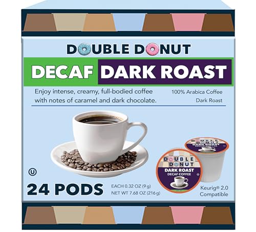 Double Donut Coffee Decaf Dark Roast Coffee Pods...