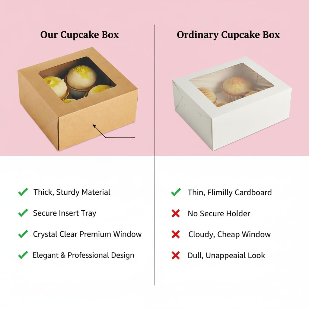Cupcake Boxes - Pack of 25 Window Boxes -8