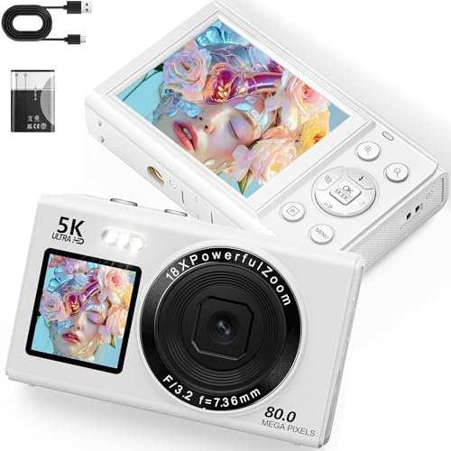 5K 80MP Camara de Fotos con WiFi, Pantalla LCD de 2.4'' y Pantall...
